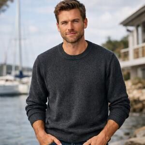 The Men's Store at Bloomingdale's SZ L Cashmere Crew-Neck Sweater In Coal